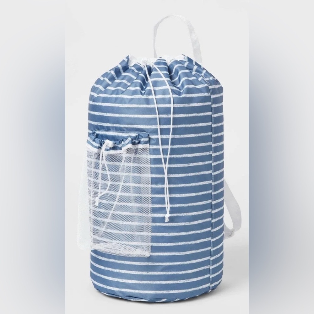 Brightroom Backpack Laundry Bag - Blue Striped - New